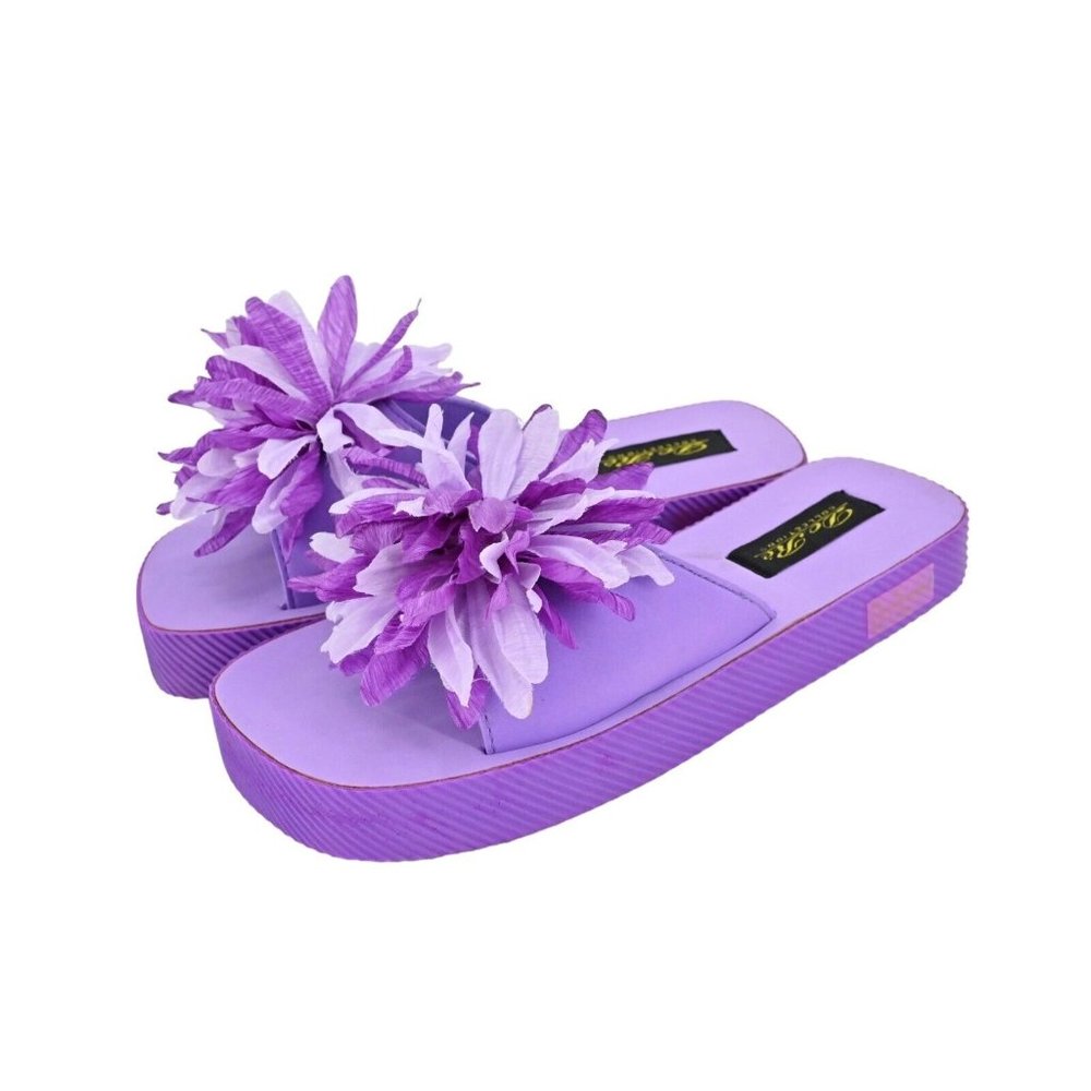 New VTG Y2k 00s Purple Flower Platform Sandals Coconutgirl Foam Womens Size 8